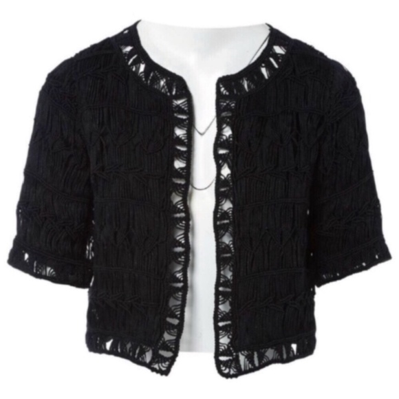 Diane Von Furstenberg Black Crochet Cardigan - Picture 1 of 13